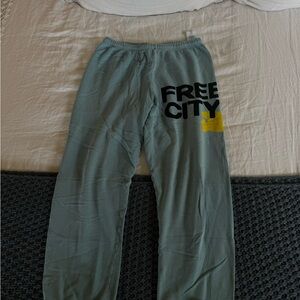 Freecity Track Pants in Blue and Yellow